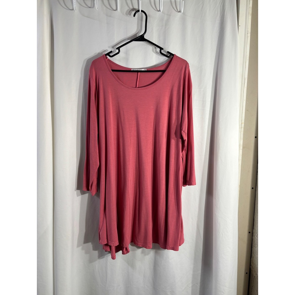 JollieLovin‎ Womens 3X Coral Pink Long Sleeve Tunic Top